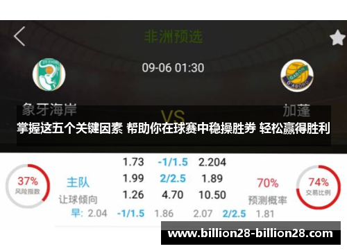 掌握这五个关键因素 帮助你在球赛中稳操胜券 轻松赢得胜利