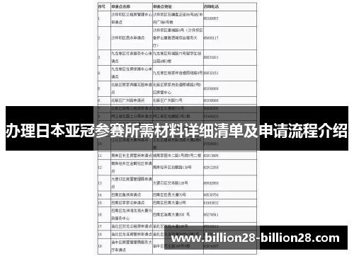办理日本亚冠参赛所需材料详细清单及申请流程介绍