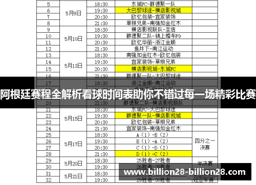 阿根廷赛程全解析看球时间表助你不错过每一场精彩比赛